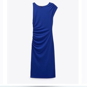 Zara Draped Midi Dress Size Medium NWT